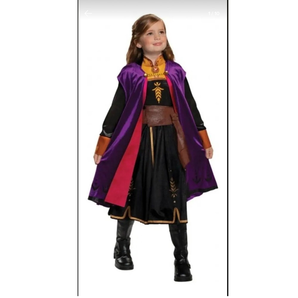 Disney Store Frozen 2 Anna Costume Girls Size 3 Travel Dress Cape Halloween NWT